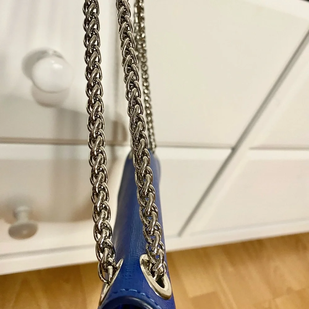 Daniela Fargion Genuine Leather Blue Handbag, Made in Italy - Picture 5 of 12